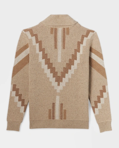 Shop Reid Parsons Cardigan In Oatmeal/camel