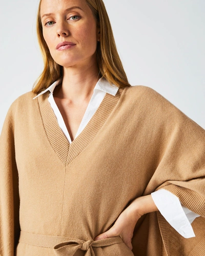 Shop Reid Poncho Sweater Dress In Camel