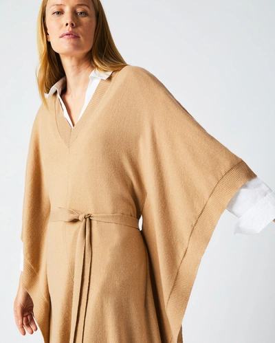 Shop Reid Poncho Sweater Dress In Camel