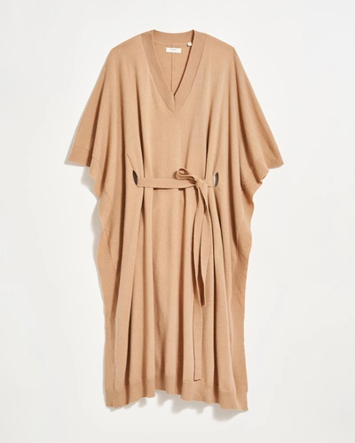 Shop Reid Poncho Sweater Dress In Camel