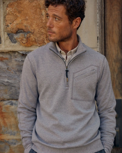 Reid Quilted Half Zip In Medium Grey
