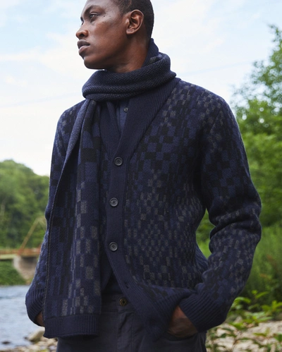 Reid Rug Jacquard Scarf In Blue