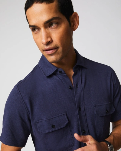 Reid S/s Hemp Cotton Knit Shirt In Navy