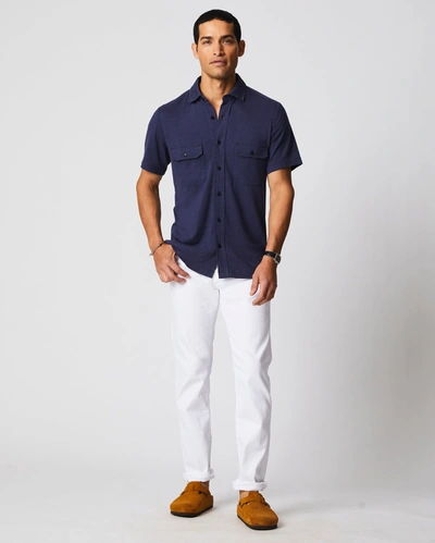 Reid S/s Hemp Cotton Knit Shirt In Navy