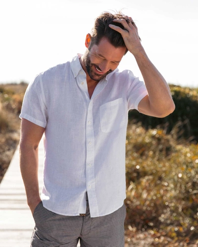 Shop Reid S/s Linen Tuscumbia Shirt Bd In White