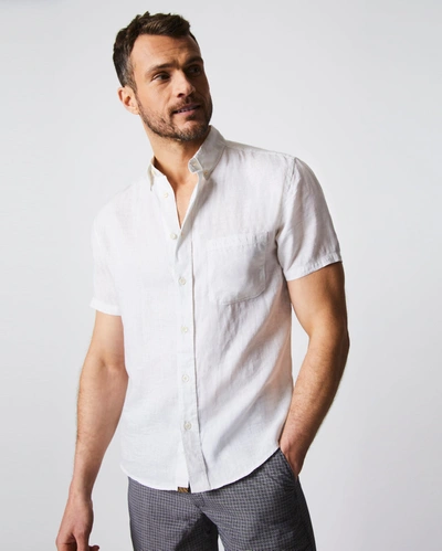 Shop Reid S/s Linen Tuscumbia Shirt Bd In White
