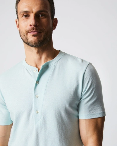 Shop Reid S/s Organic Cotton Henley In Pale Blue