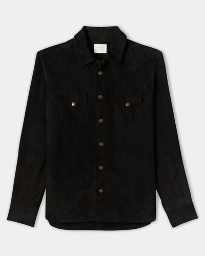 Reid Savoy Suede Workshirt In Chocolate