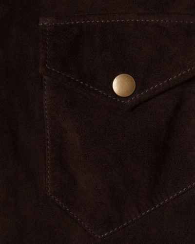 Reid Savoy Suede Workshirt In Chocolate