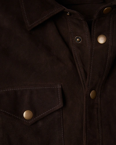 Shop Reid Savoy Suede Workshirt In Chocolate