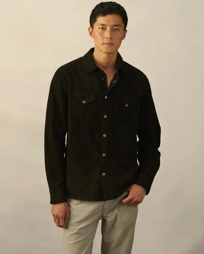 Reid Savoy Suede Workshirt In Chocolate
