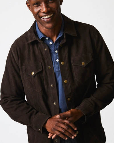 Reid Savoy Suede Workshirt In Chocolate