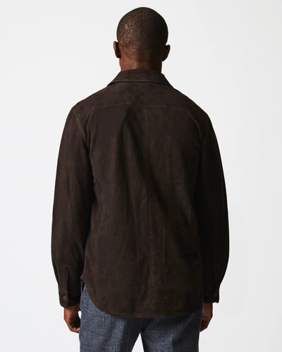Reid Savoy Suede Workshirt In Chocolate