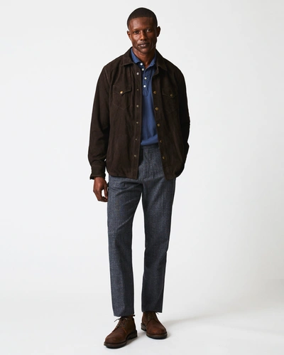 Reid Savoy Suede Workshirt In Chocolate