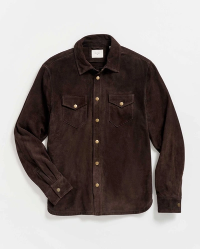 Reid Savoy Suede Workshirt In Chocolate