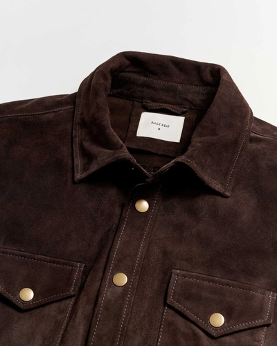 Reid Savoy Suede Workshirt In Chocolate