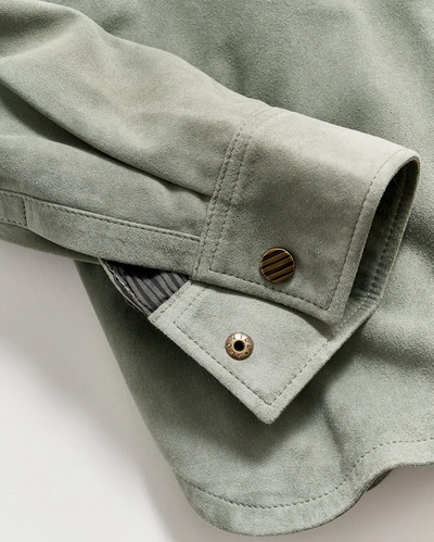 Reid Savoy Suede Workshirt In Slate Green