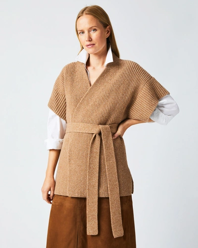 Shop Reid Shell Wrap Cardigan In Camel