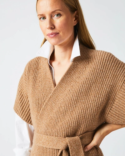 Shop Reid Shell Wrap Cardigan In Camel