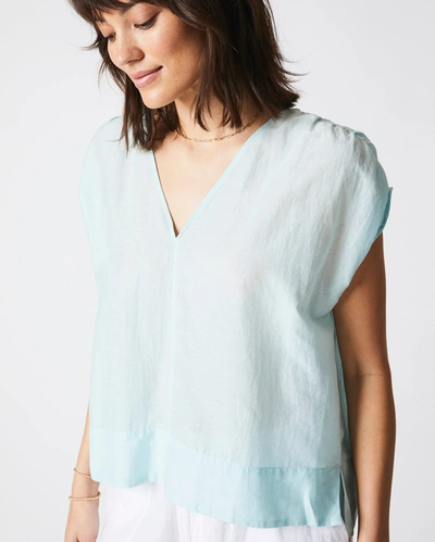 Shop Reid Shirred V Neck Top In Isle Blue