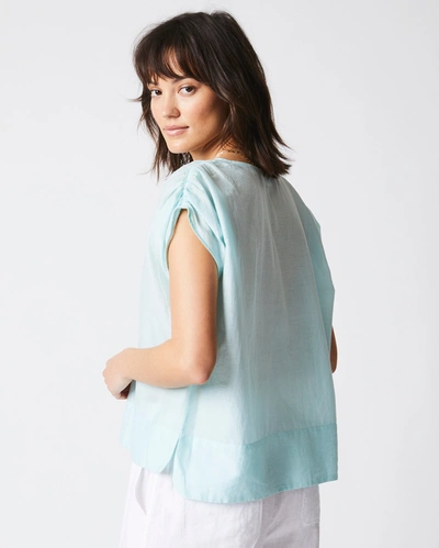 Shop Reid Shirred V Neck Top In Isle Blue