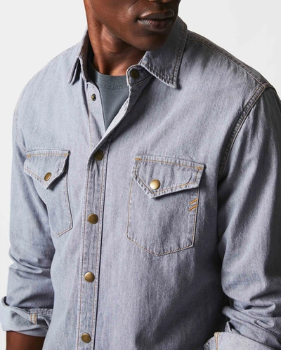 Billy Reid, Inc Shoals Denim Shirt In Grey Wash
