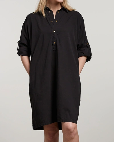 Reid Snap Front Dolman Dress In Black