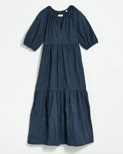 Reid Tiered Day Dress In Ink Blue
