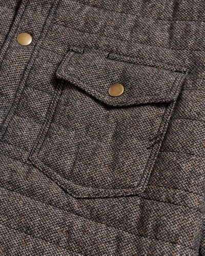 Shop Reid Tweed Theo Shirt Jacket In Chocolate Tweed