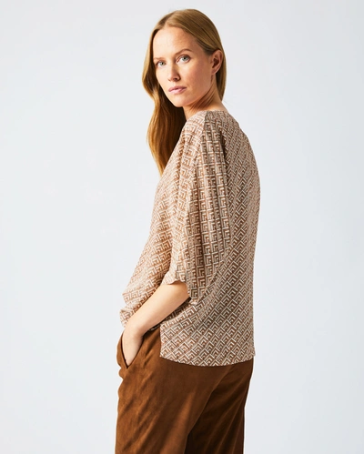 Shop Reid V Pleat Blouse In Cream/brown