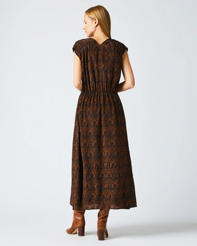 Shop Reid V-neck Maxi Dress In Navy/brown
