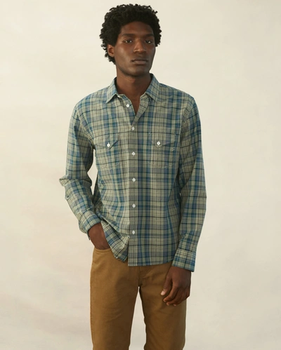 Reid Western Shirt In Blue/light Green
