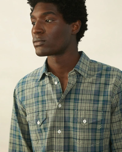 Reid Western Shirt In Blue/light Green