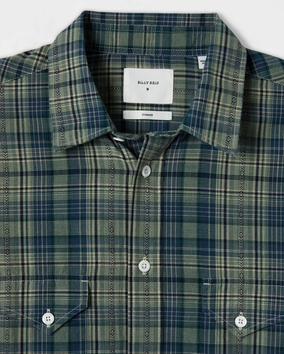 Reid Western Shirt In Blue/light Green