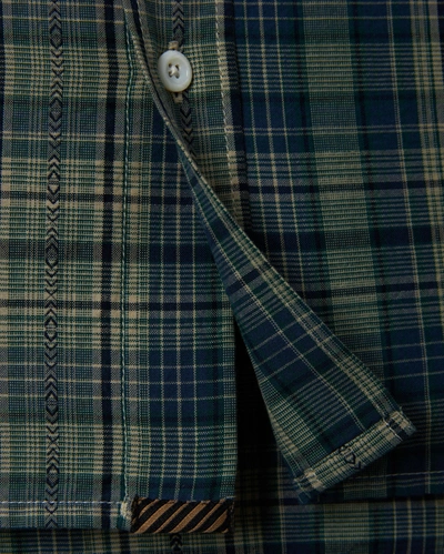 Reid Western Shirt In Blue/light Green