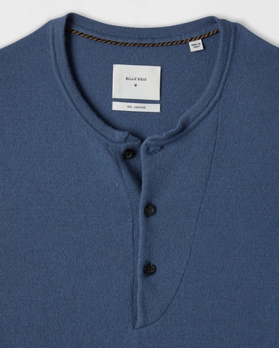 Reid Wool Cashmere Henley In White/light Grey