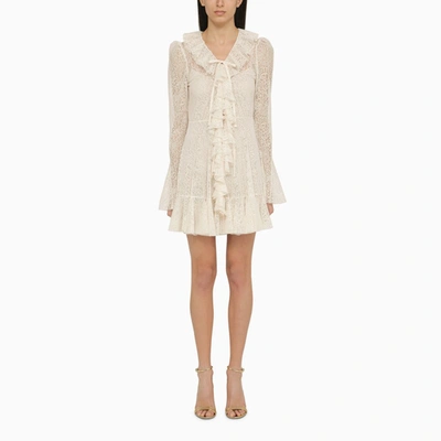 Shop Philosophy | White Short Dress With Lace Ruffles