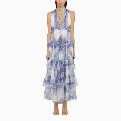 Shop Philosophy | Floral Flounced Tulle Dress In Light Blue