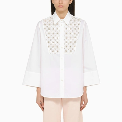 Shop P.a.r.o.s.h White Shirt With Paillette Embroidery