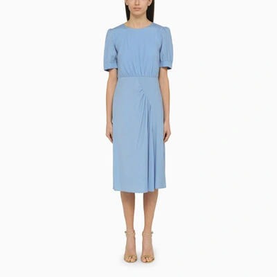 Shop P.a.r.o.s.h . | Powder Blue Silk Midi Dress In Light Blue