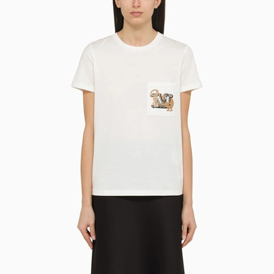 Shop Max Mara White Cotton T-shirt With Logo