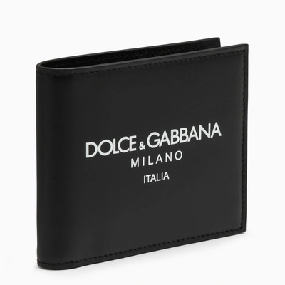 Shop Dolce & Gabbana Black Leather Bi-fold Wallet With Logo