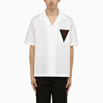 Shop Valentino White Bowling Shirt With V Inlay