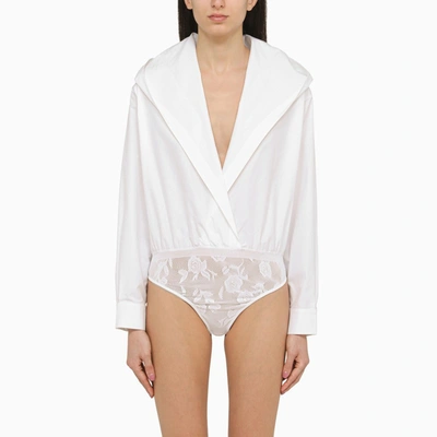 Shop Alaïa | White Cotton Hooded Bodysuit