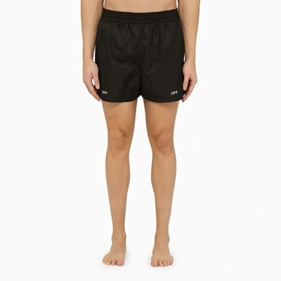 Shop Off-white Black Swim Shorts With Logo Off