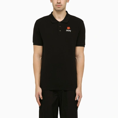 Shop Kenzo Black Short-sleeved Polo Shirt With Logo