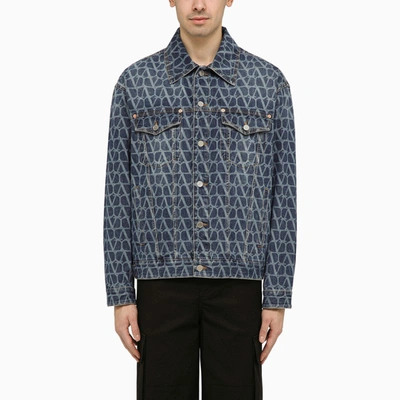 Shop Valentino | Denim Jacket With Toile Iconographe Motif In Blue