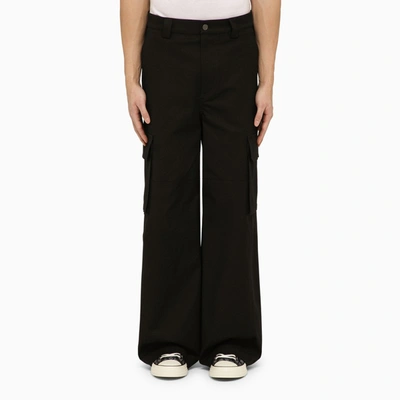 Shop Valentino Black Cotton Cargo Trousers