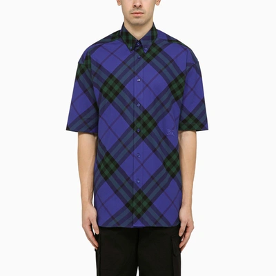 Shop Burberry Blue Short-sleeved Check Shirt