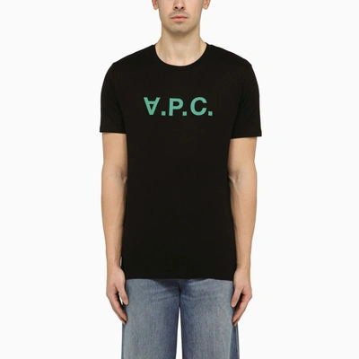 Shop Apc Logoed Black Crewneck T-shirt